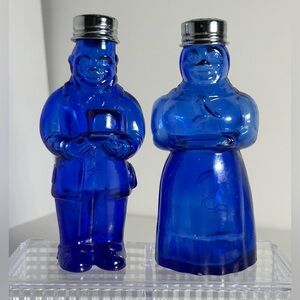 Vintage Imperial Glass Cobalt Blue "Butler and Maid" Salt and Pepper Shakers